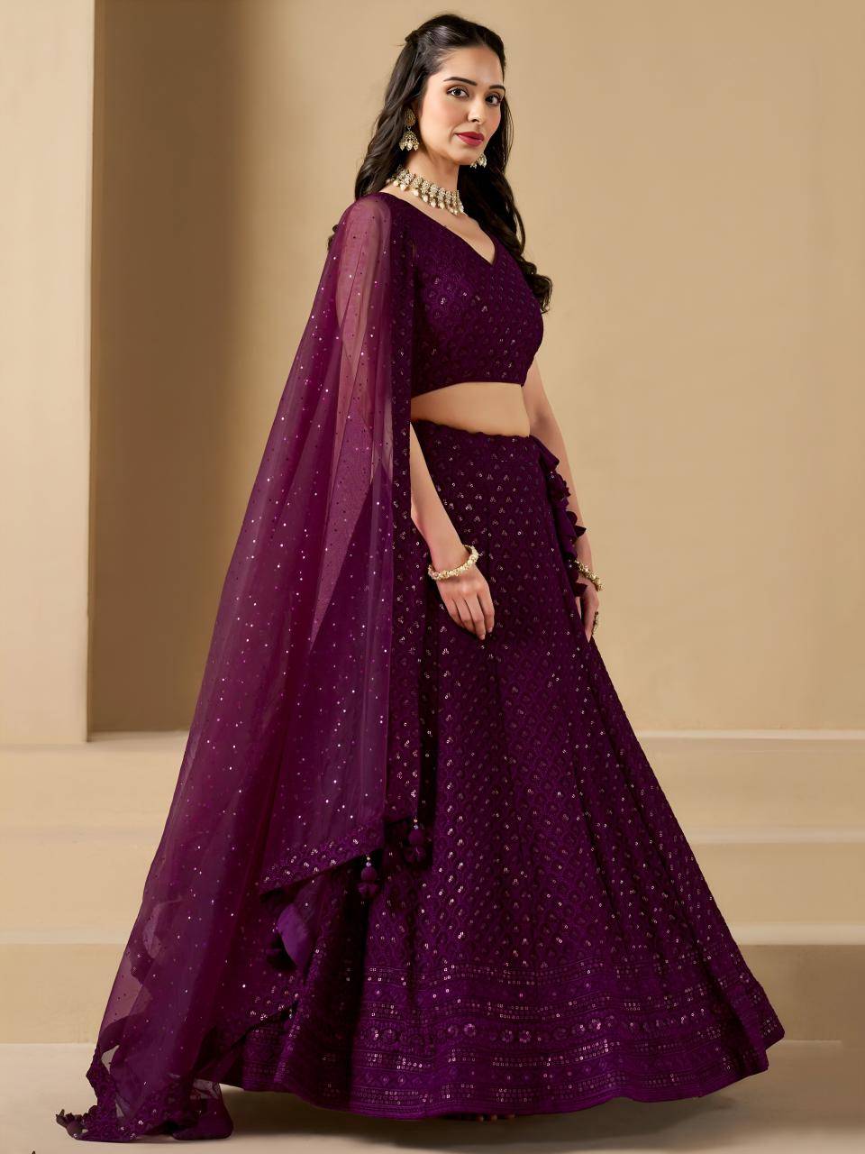 Florance vol 1 Georgette Wine Lehenga choli suppliers in Mumbai